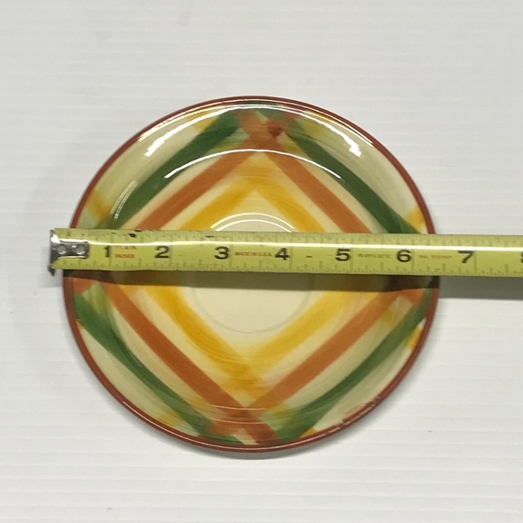 VINTAGE HAND-PAINTED VERNONWARE - HOMESPUN - (SET OF 13) 6 1/2" SAUCER/PLATE - Picture 5 of 6